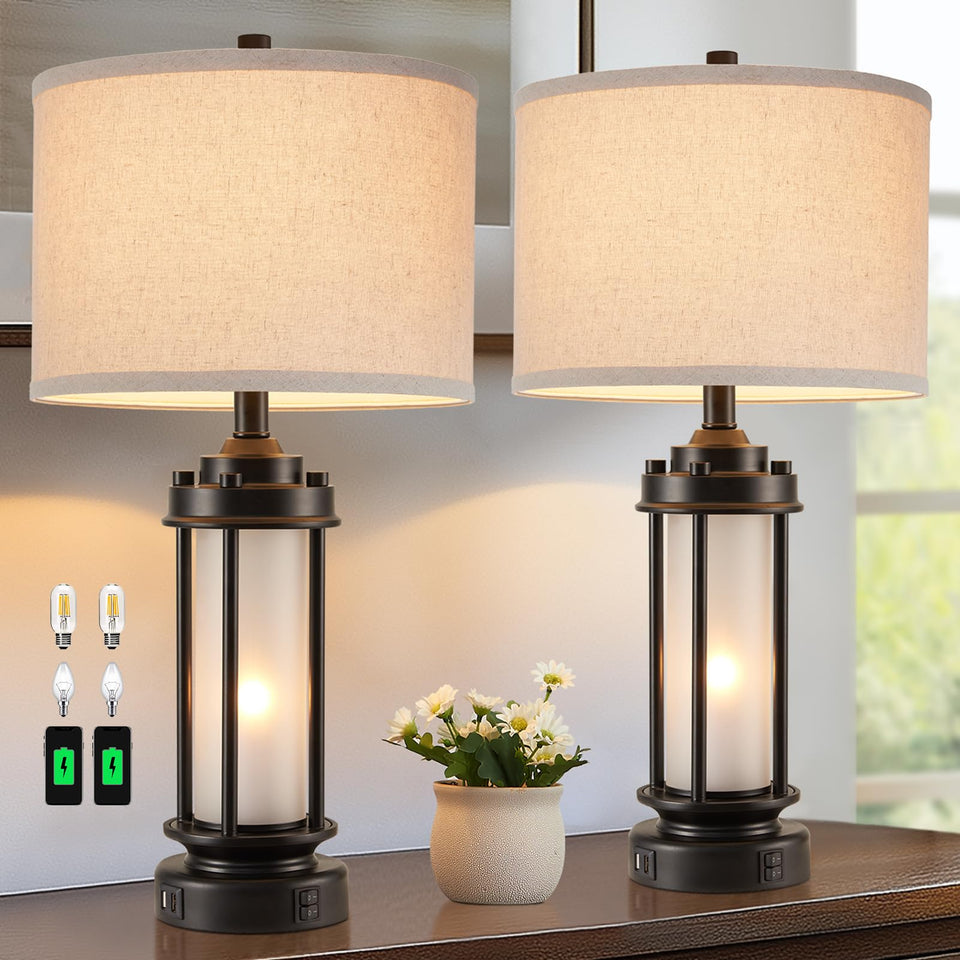 AIEAMPDO set of 2 modern black table lamps for living rooms with versatile style.