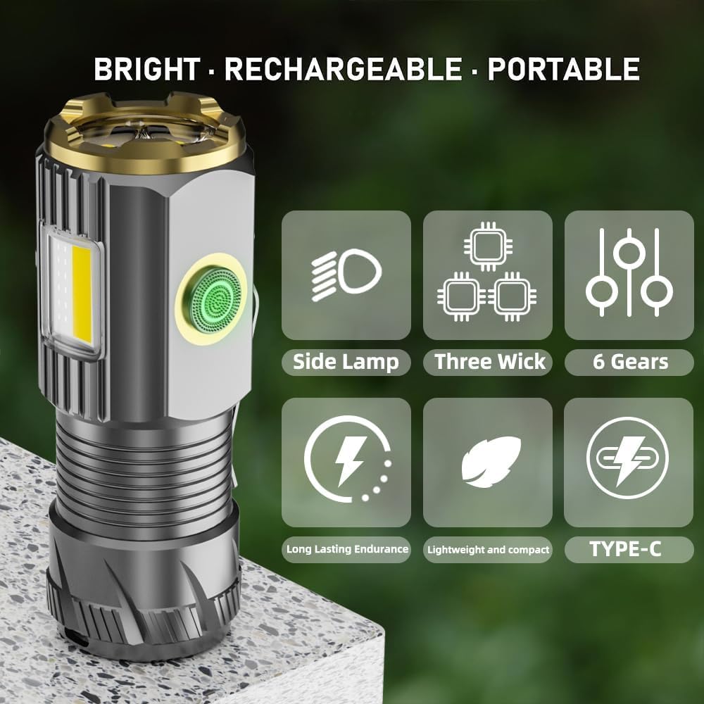 AIERSEN flashlight clip and magnet enable hands-free use and mounting on metal surfaces.