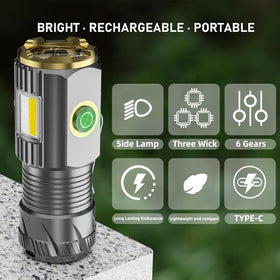 AIERSEN flashlight clip and magnet enable hands-free use and mounting on metal surfaces.
