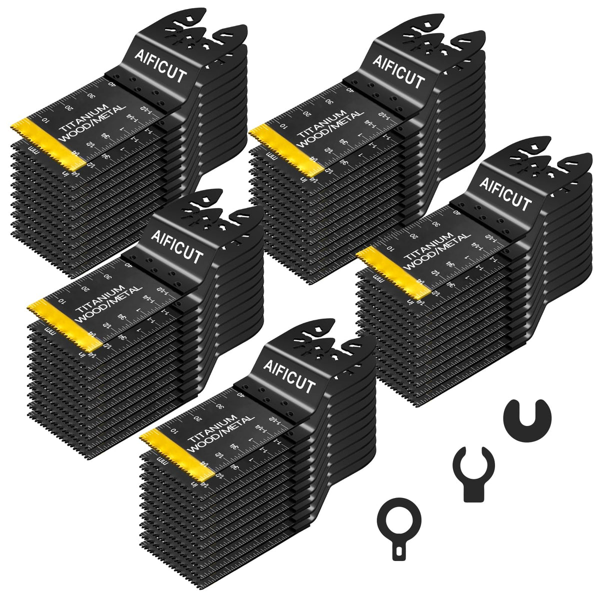 AIFICUT 55pcs oscillating blades with quick-release kit for versatile tool compatibility.