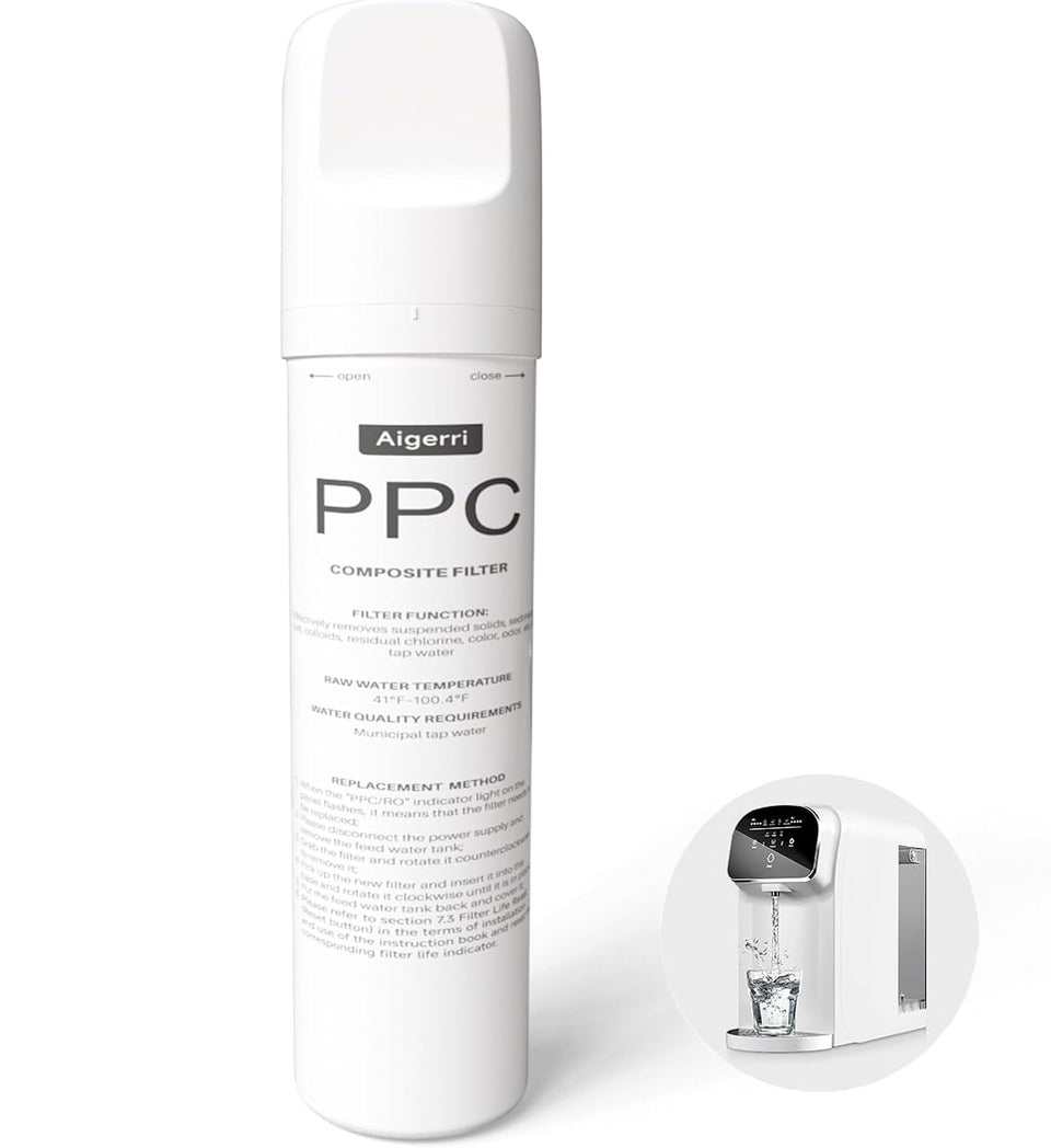 Aigerri PPC filter replacement twist-in design facilitates quick countertop cartridge swaps.