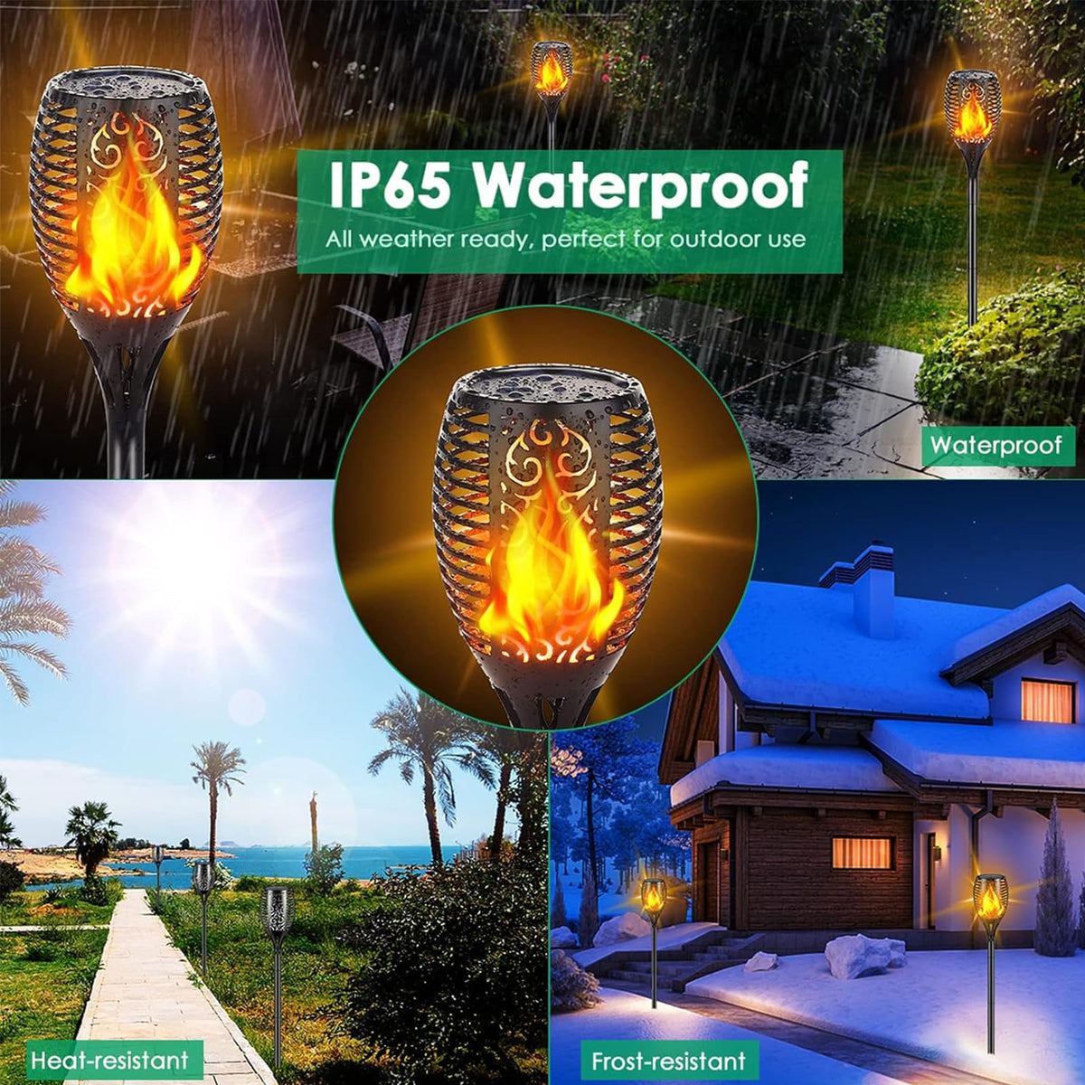 Aigleya Solar Flame Torch simple no-wiring installation near patios.