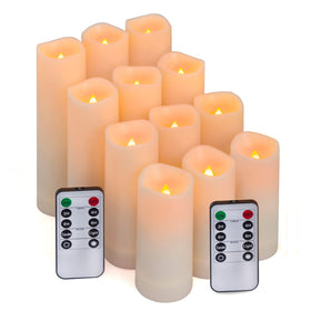 Aignis 12-pack slim 2.2-inch flameless candles in ivory with varied heights for versatile decor.