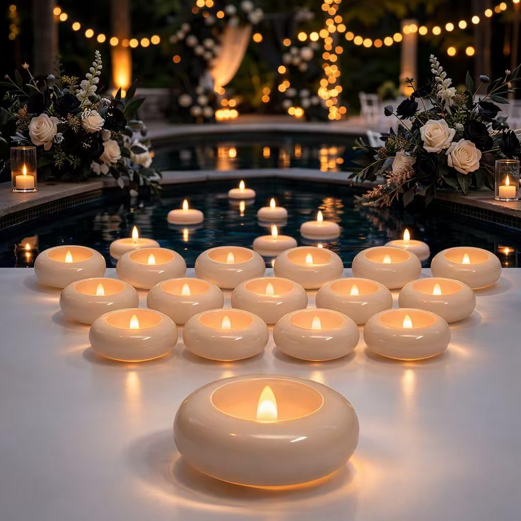 Aignis 24pcs floating candles on water provide safe flameless illumination for any event.