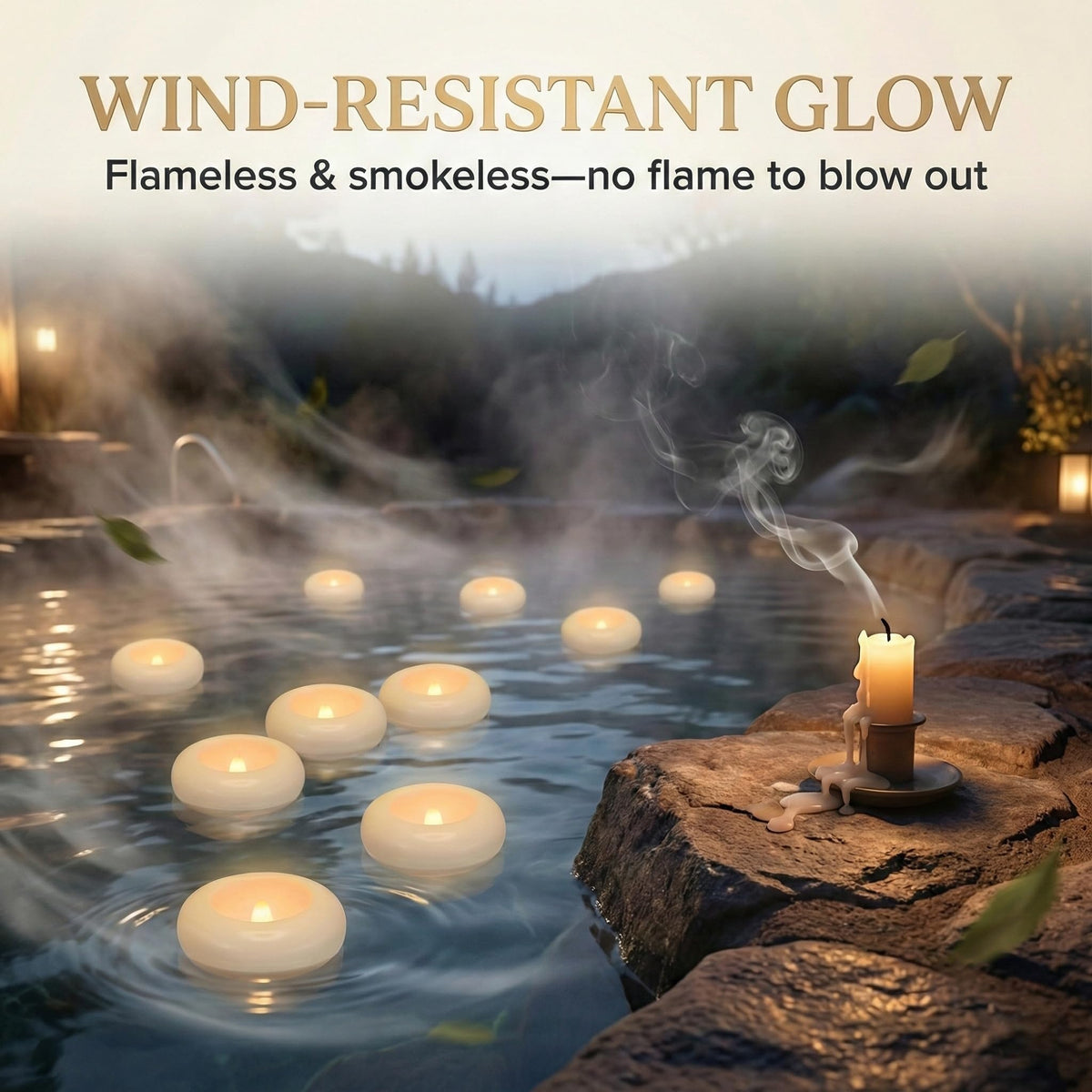 Aignis flameless pool candles offer mess-free safety for pool parties.