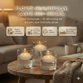 Aignis water-activated floating LED candles create pool and spa ambiance with safety.