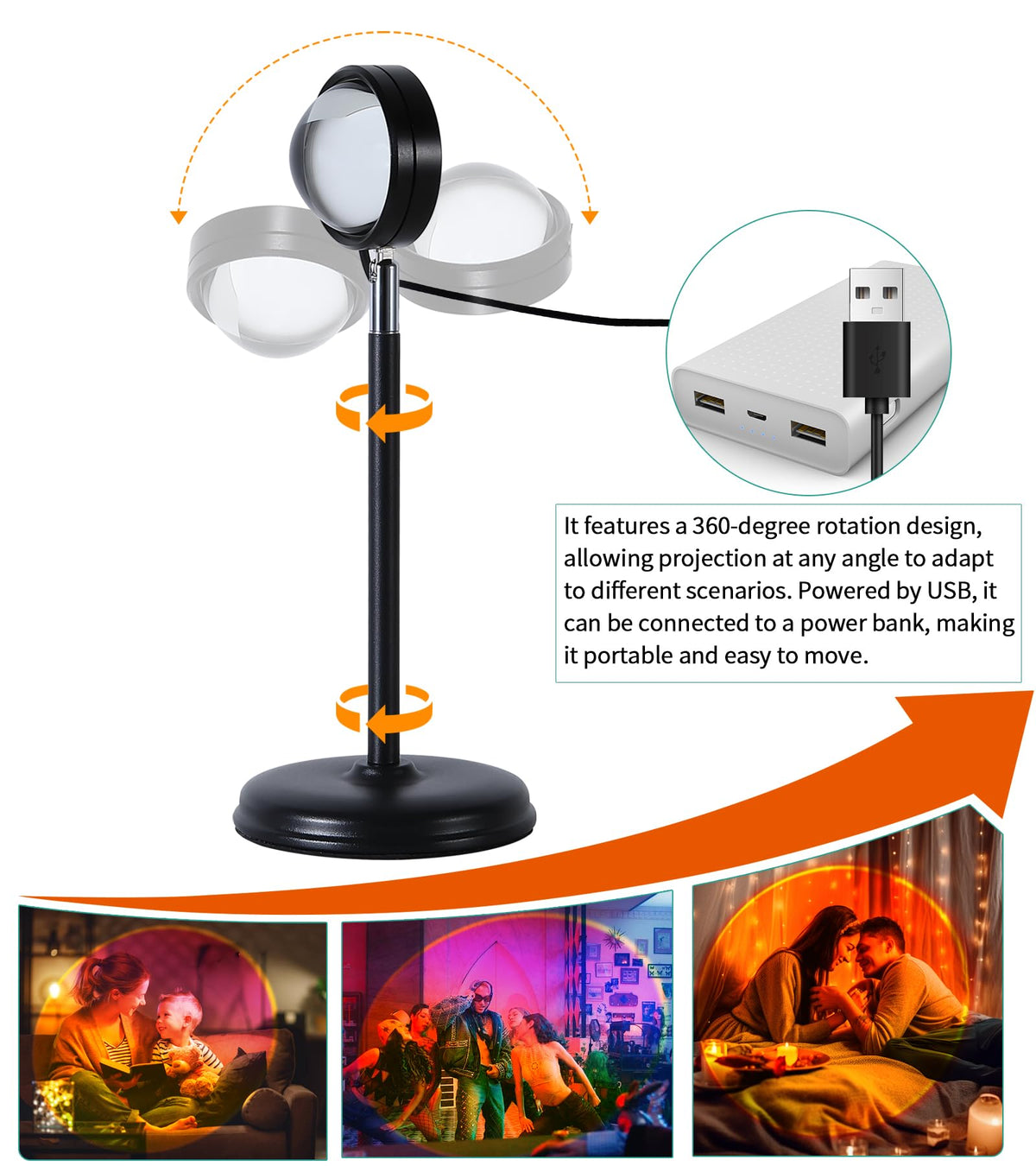 AIHYING Sunset Lamp projects realistic sunset shadows for wall decor