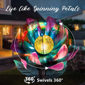 AIINY Purple-blue kinetic flower creates a dynamic focal point in yards