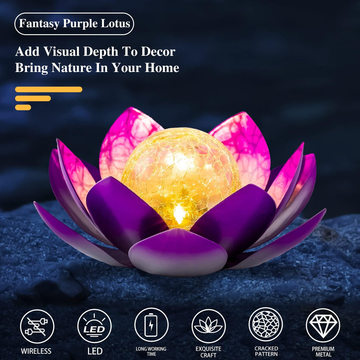 AIINY lotus globe casts subtle water ripple reflections on walls after dark