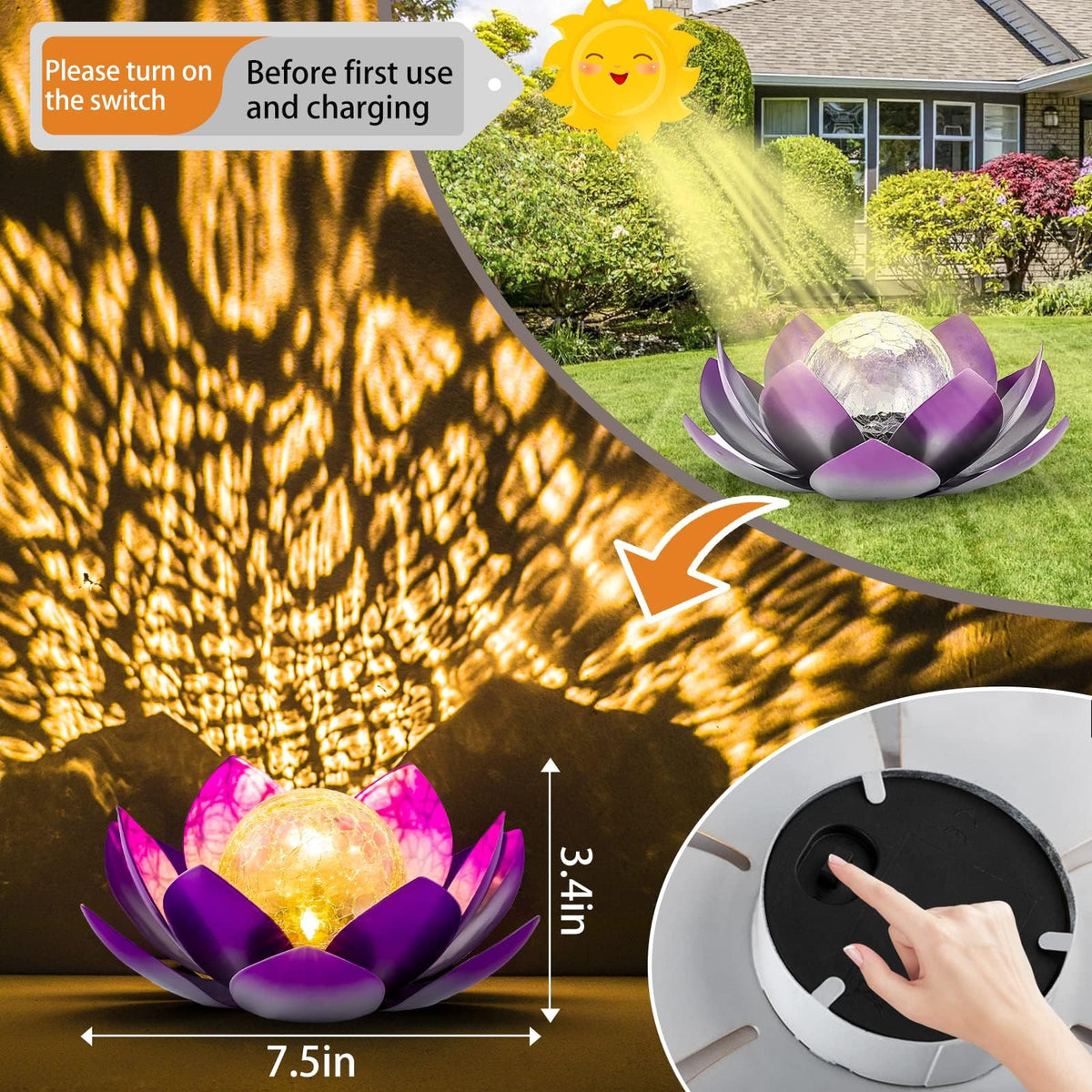 AIINY 2-pack solar LEDs charge in sun for hours of ambiance
