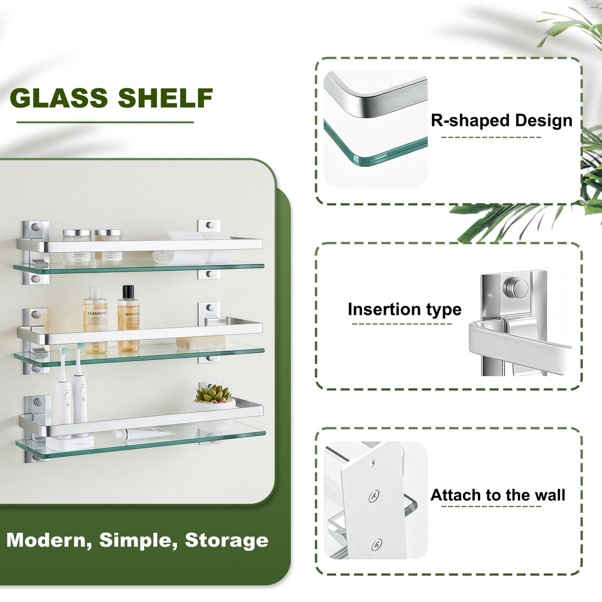 AIJALY shelf with 30-pound capacity supports heavier toiletries.