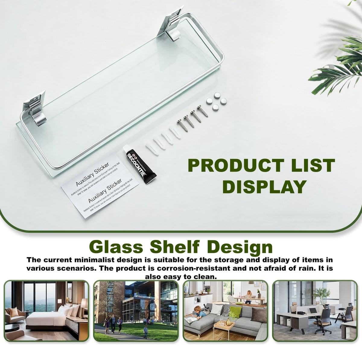 AIJALY tempered glass 0.3 inch thick for sturdy, safe display.