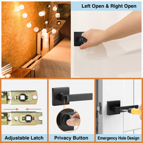 AIKKIL matte black bedroom or bathroom door handle enhancing privacy and style.
