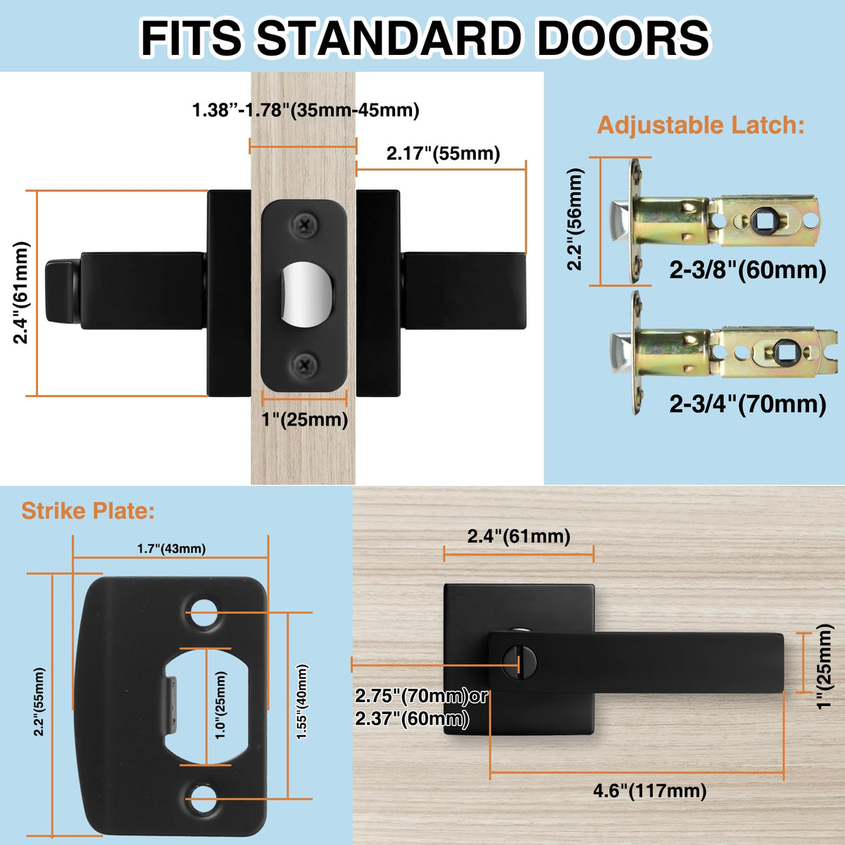 AIKKIL matte black interior lever installation guide included in box.
