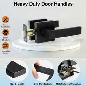 AIKKIL matte black door handle privacy button in use for private spaces.