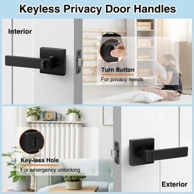 AIKKIL matte black lever set demonstrating reversible installation on doors.