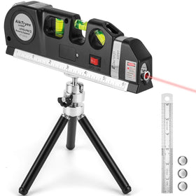 AikTryee laser level tool front view with bright horizontal line for shelf mounting