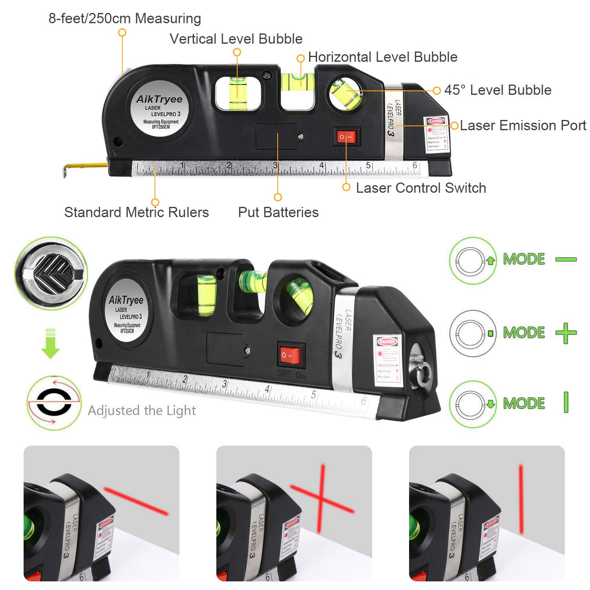 AikTryee laser level with tripod mount ready for setup