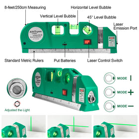 AikTryee laser displays 0°, 90°, and 45° angles for accurate alignment