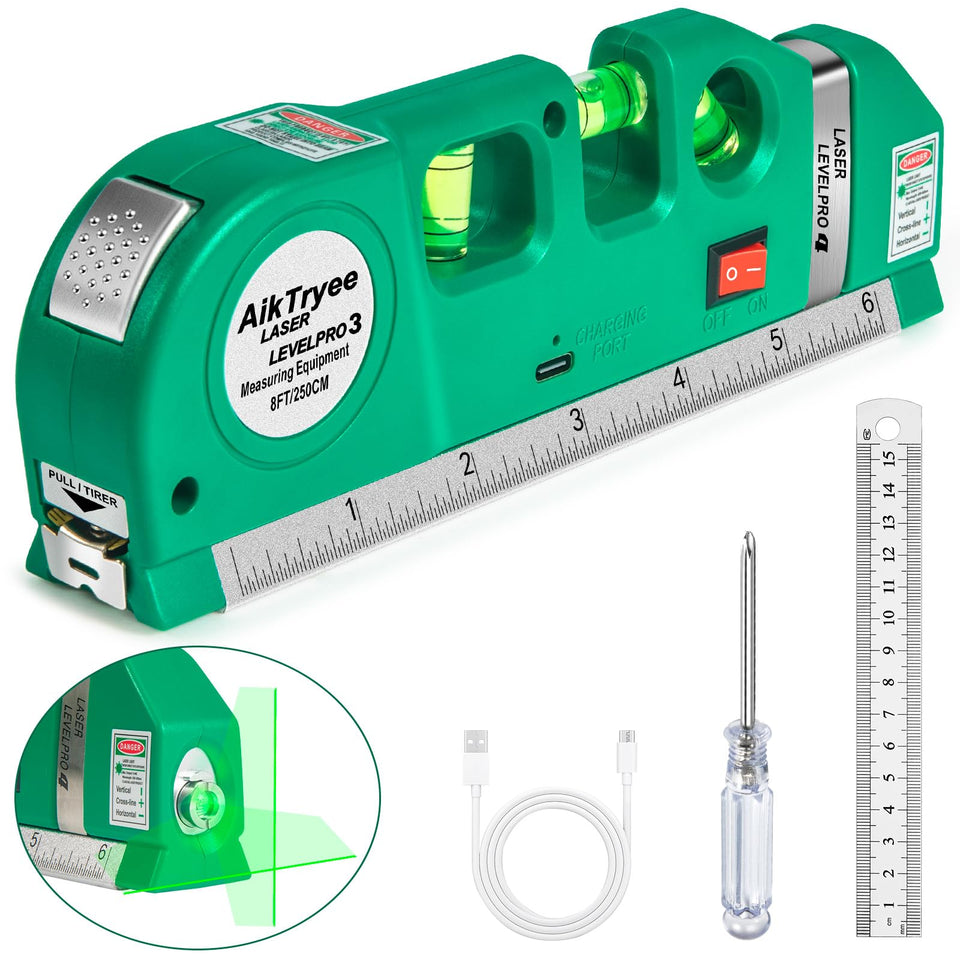 AikTryee Level Tool Laser with green cross line for precise picture hanging
