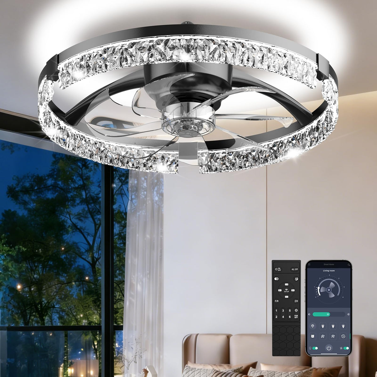 AIKVSXER 20-inch ceiling fan with light remote for versatile room comfort.