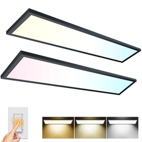 AIKVSXER 2PACK 1x4 LED flat panel light front view showing bright, energy-efficient illumination
