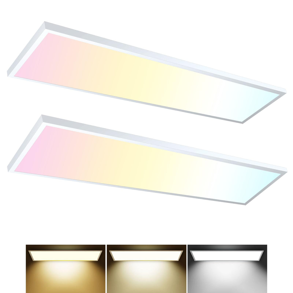 AIKVSXER 2PACK 1x4 LED flat panel light package for bright kitchens and garages.
