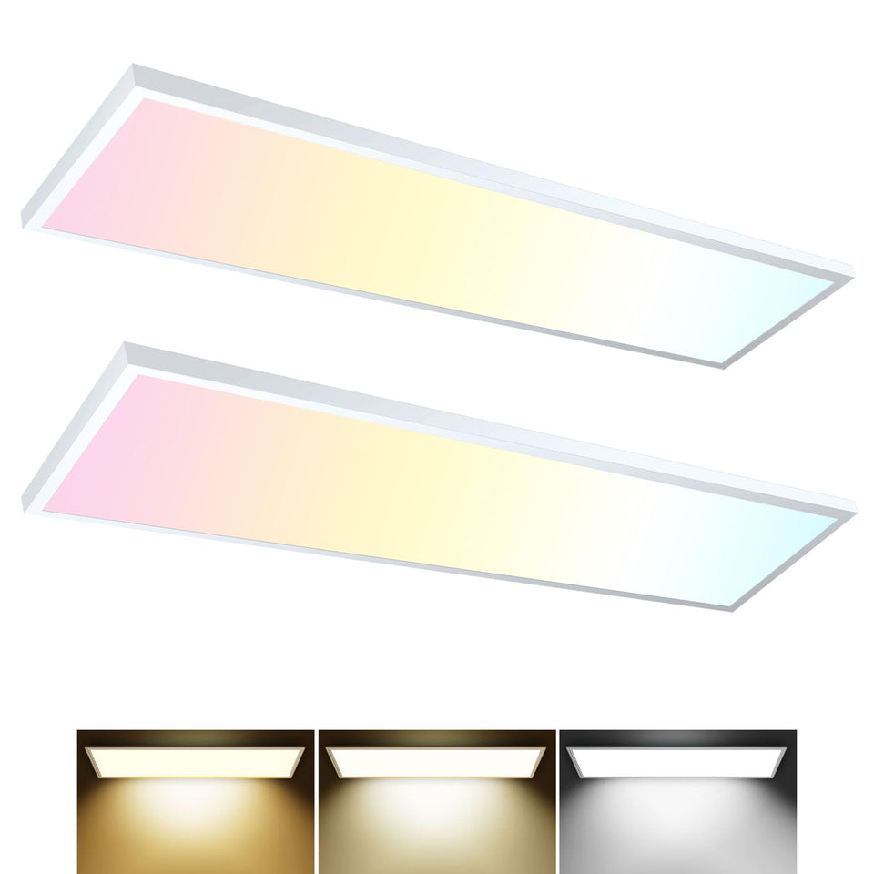 AIKVSXER 2PACK 1x4 LED flat panel light package for bright kitchens and garages.
