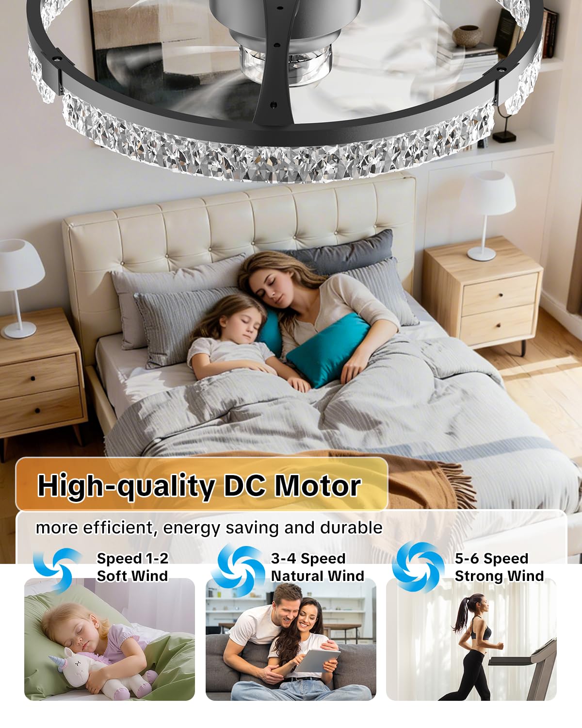 AIKVSXER reversible motor enables year-round air circulation.