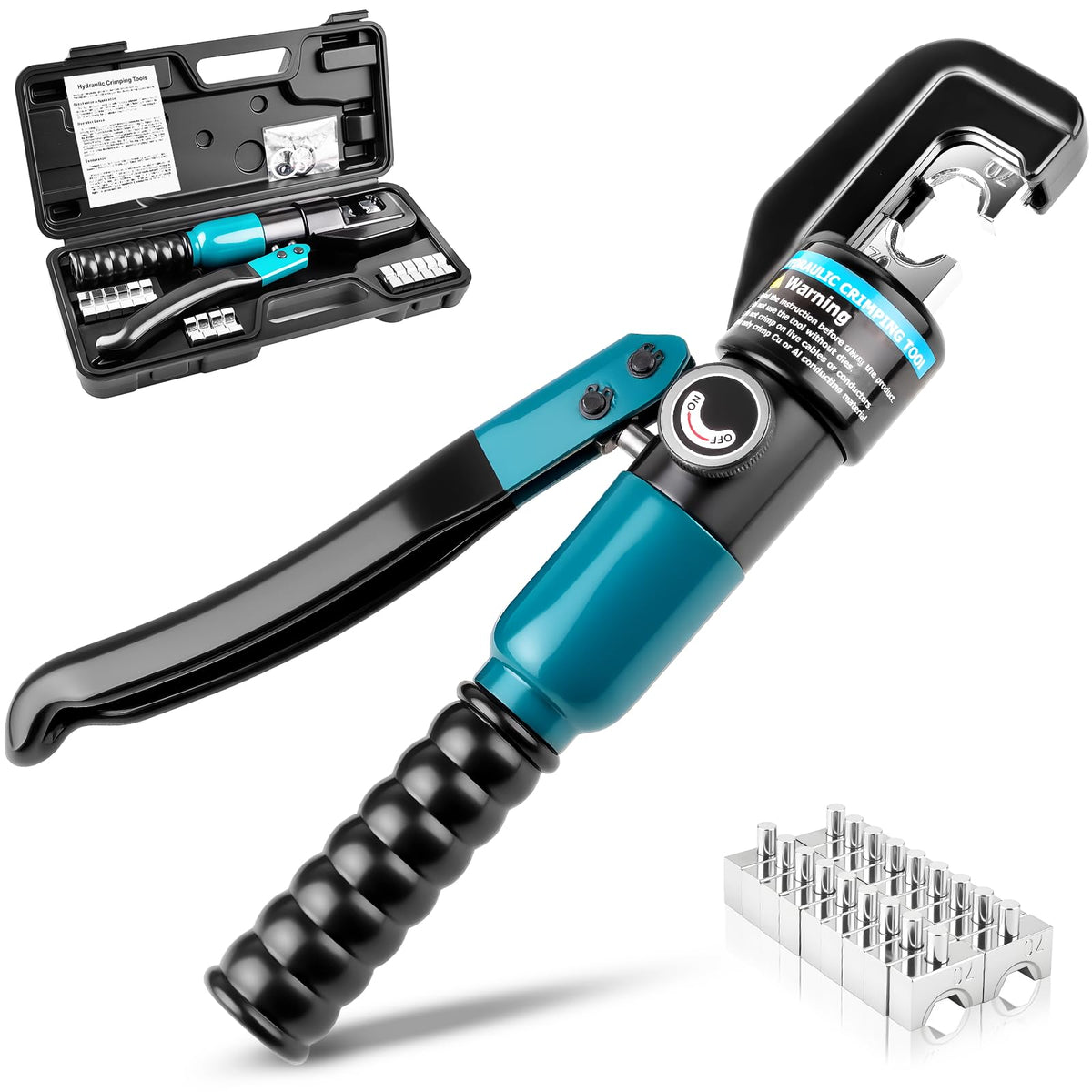 Aikyciu 6-ton hydraulic crimping tool in action for durable lug crimps.