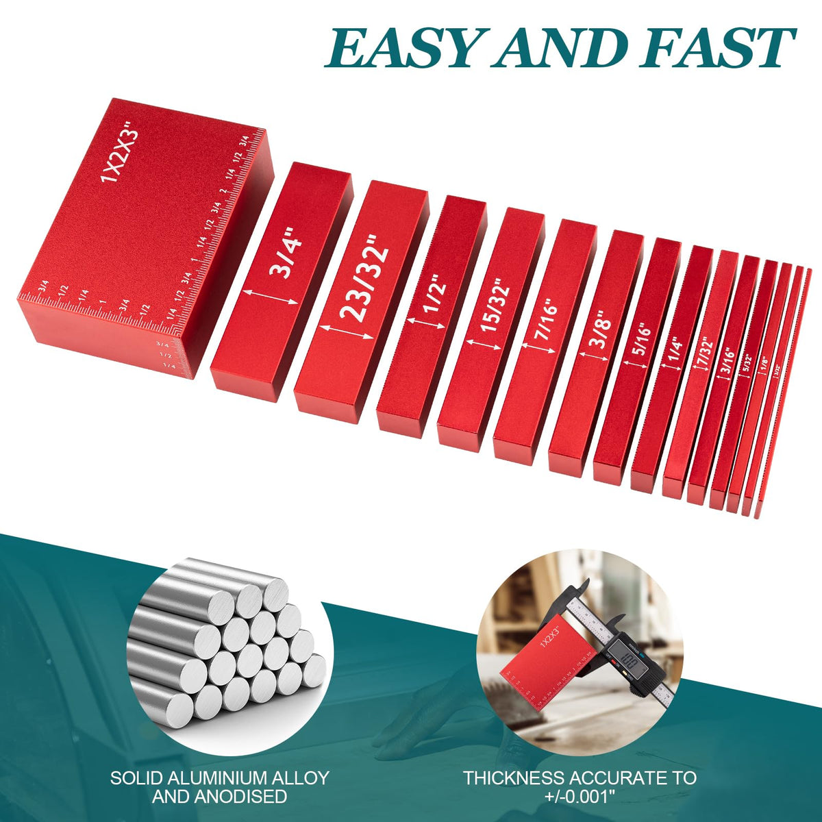Aikyciu Setup Blocks deliver precision aluminum measurements for versatile stacking.