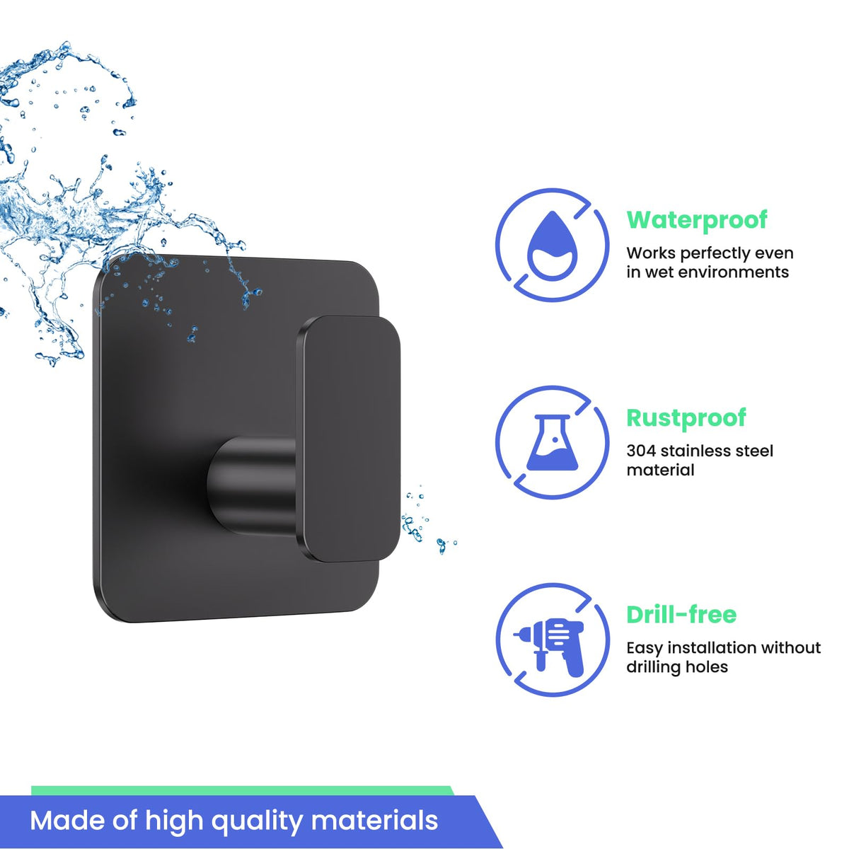 Aikzik adhesive shower hooks for waterproof bathroom mounting