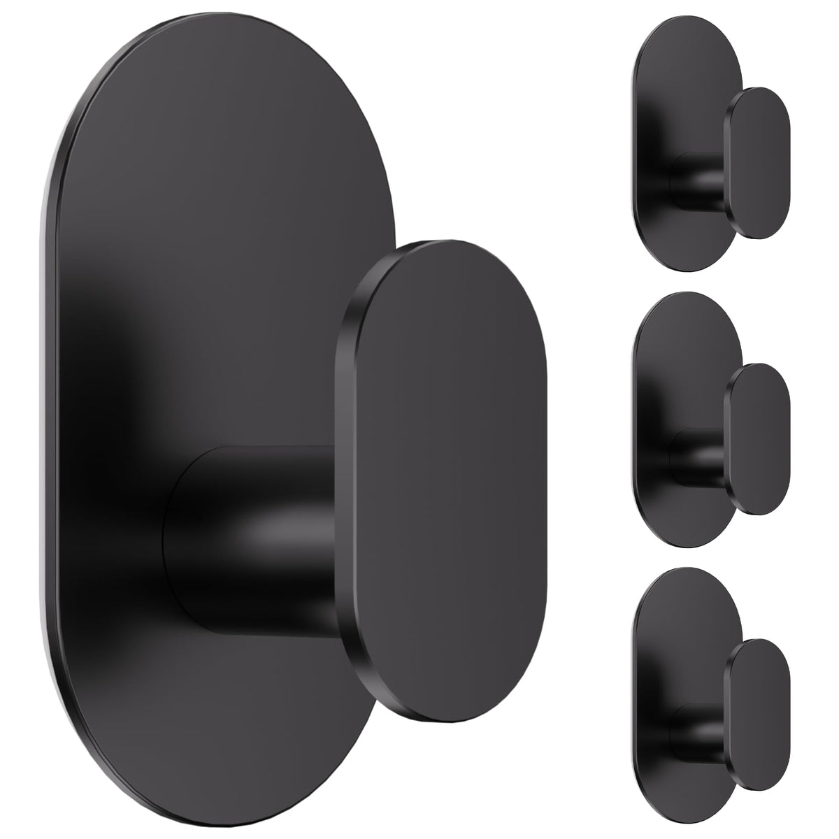 Aikzik matte black wall hooks for towels and robes on smooth surface.