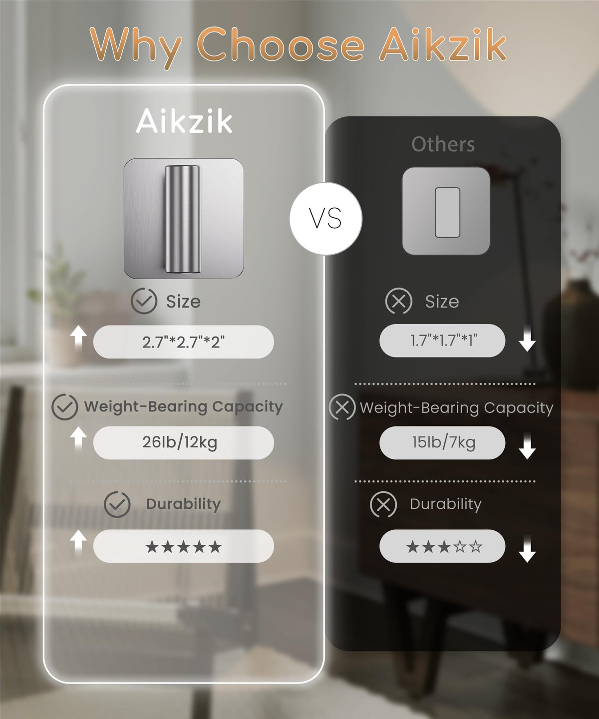 Aikzik deburred-edge stainless steel hooks with smooth finish.