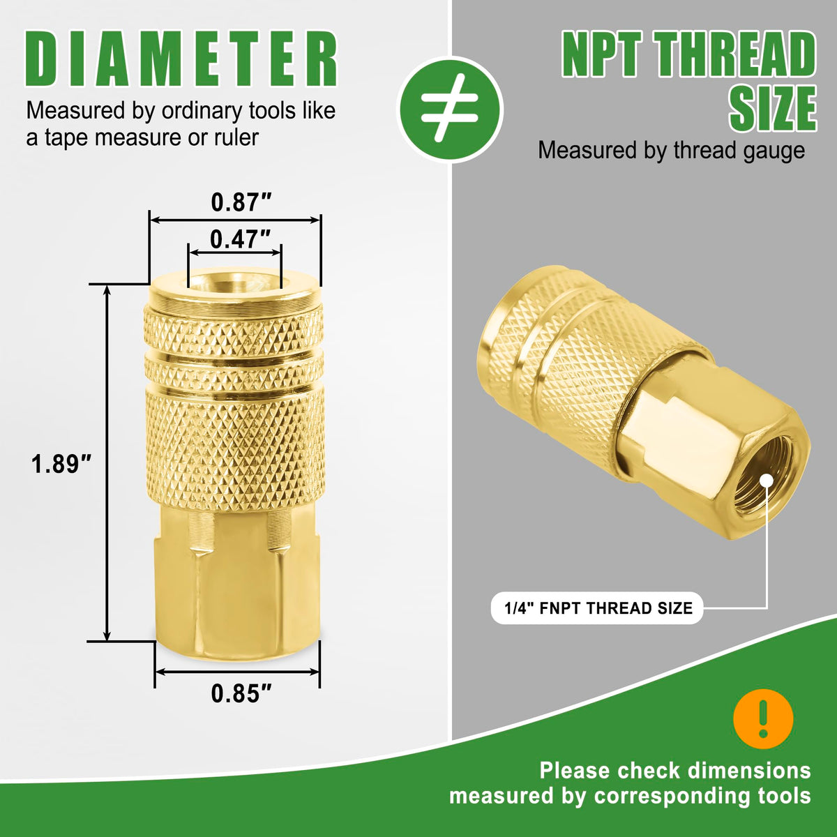 Ailbiuko one-quarter brass female coupler enabling fast tool changes.