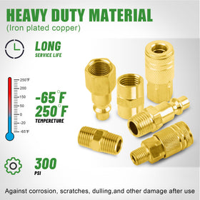 Ailbiuko one-quarter brass male coupler for secure, leak-resistant connections.