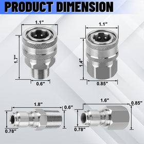 Ailbiuko quick-connect socket to 3/8-inch NPT enabling smooth, leak-free disconnects.