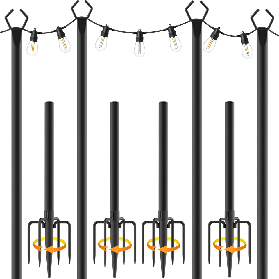 AILBTON 10ft string light poles four-pack ready for easy outdoor illumination
