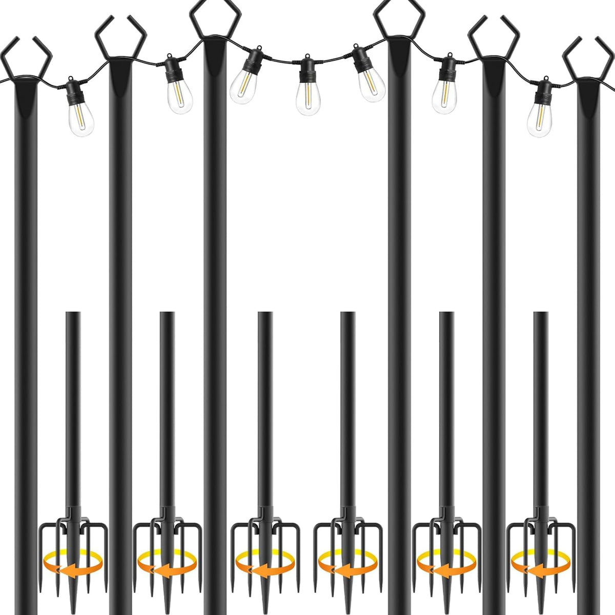 AILBTON 10ft string light poles ready for installation on outdoor space