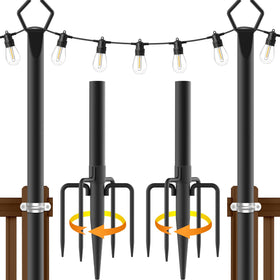 AILBTON 2-pack 10ft string light poles provide quick setup and reliable support for outdoor lighting.