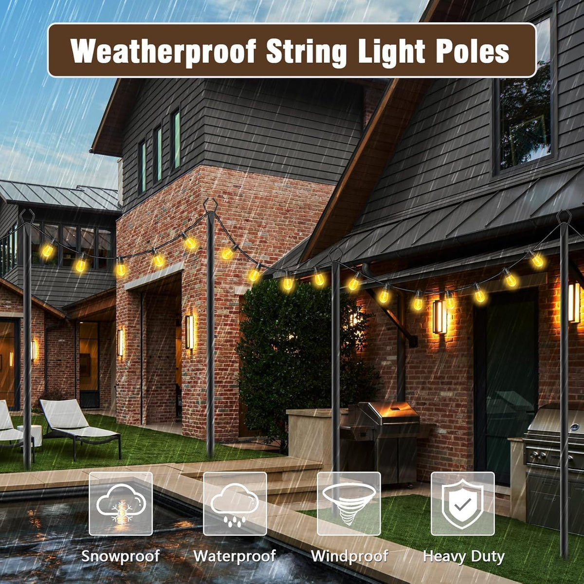 AILBTON versatile poles compatible with banners, lanterns and wind chimes