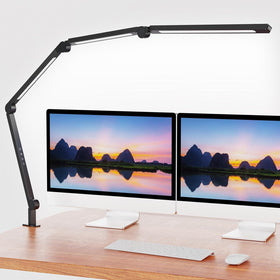 AILBTON Bright LED desk lamp clamped to a desk for stable task lighting.