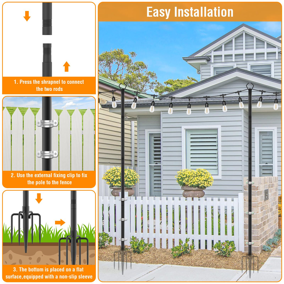 AILBTON deck garden string light poles—durable, weatherproof support for evenings outdoors.