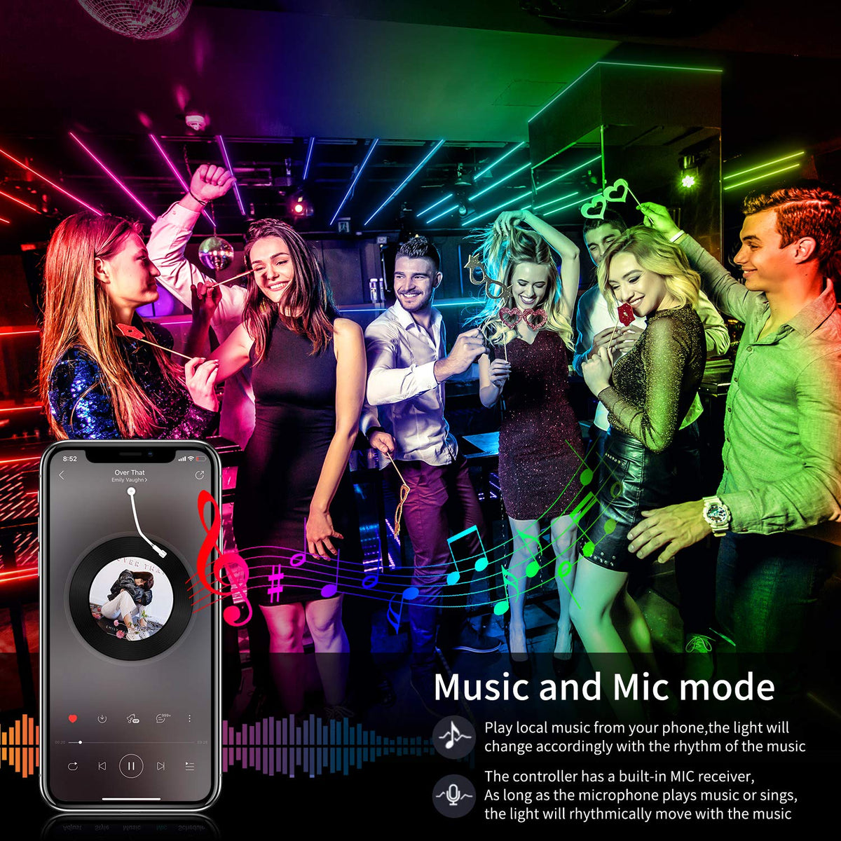 AILBTON Bluetooth app control for easy color and brightness adjustments.