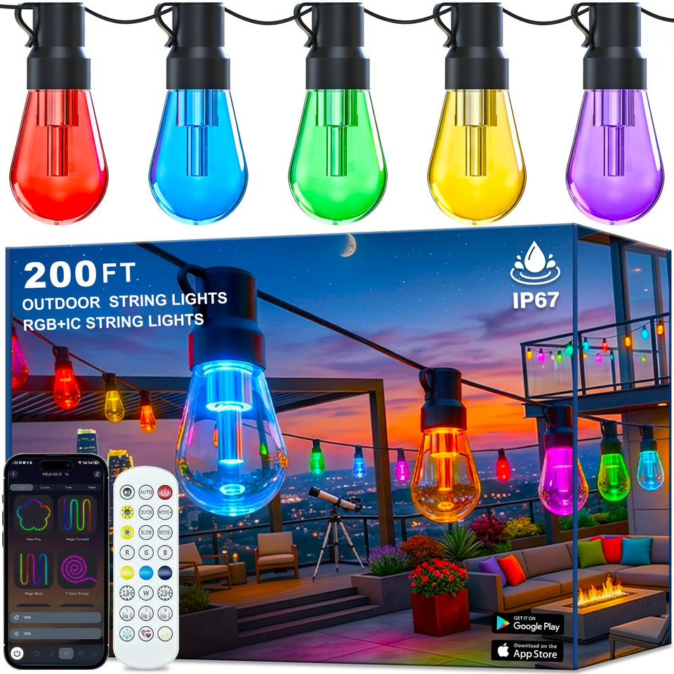 AILBTON outdoor string lights 200ft on patio create expansive, warm illumination.
