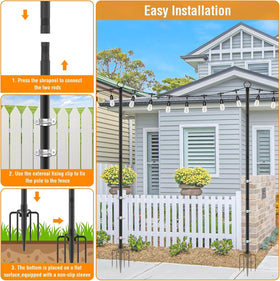 AILBTON patio/backyard light pole optimizing space while decorating