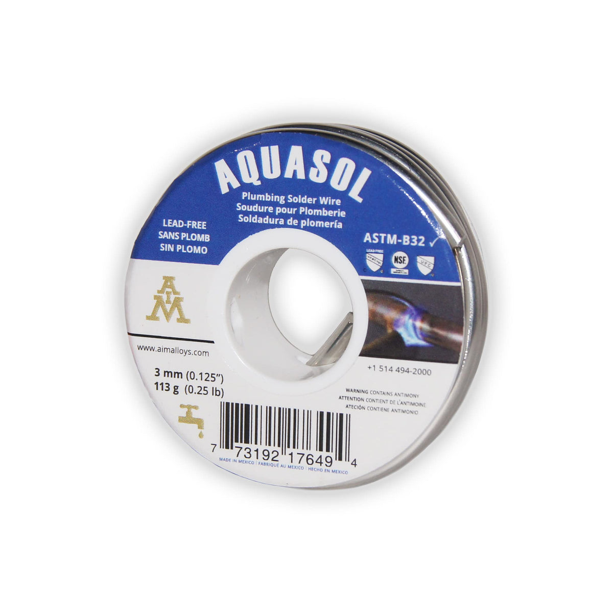 AIM solder wire close-up showing lead-free alloy for durable joints