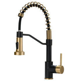 AIMADI black-gold kitchen faucet with pull-down sprayer for durable two-tone style.