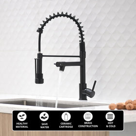AIMADI black kitchen faucet single-handle control for easy temperature adjustment.
