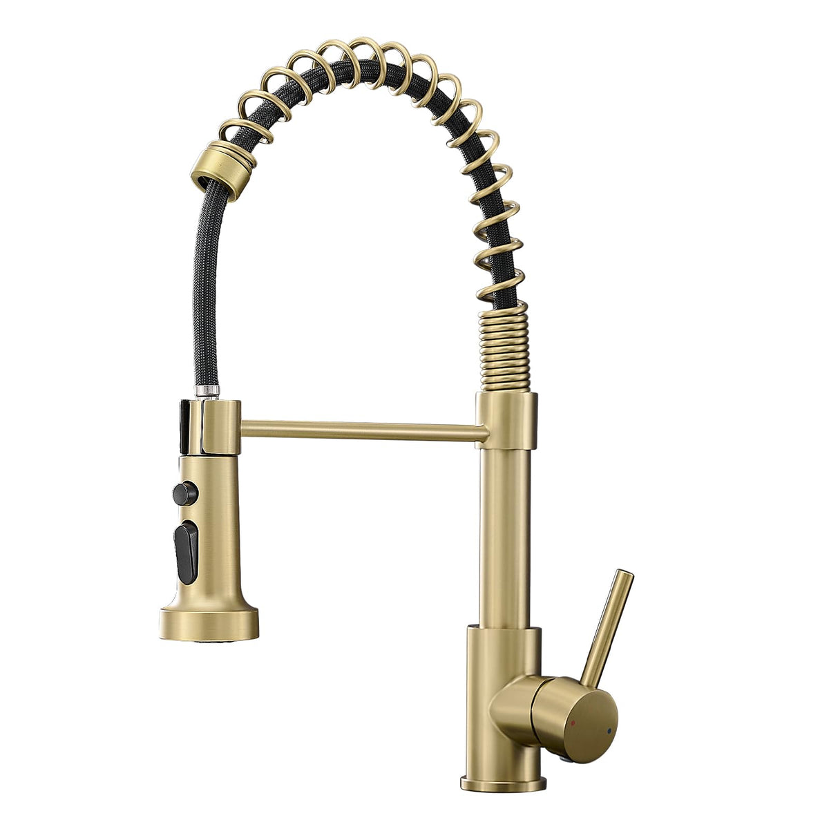 AIMADI brushed gold kitchen faucet with pull-down sprayer for easy one-handed filling